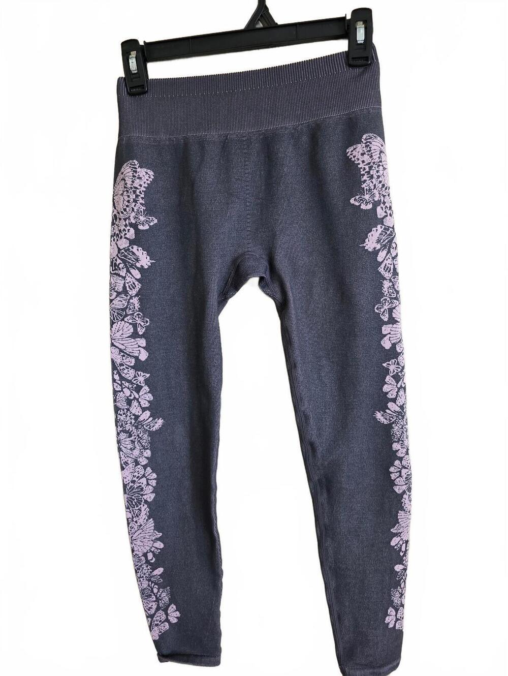 Fabletics Women's Gray and Pink Butterfly Print Leggings Size S